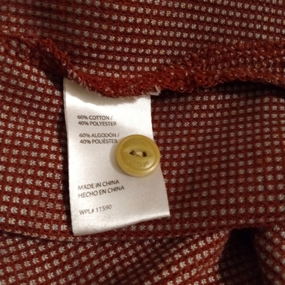 Weatherproof VintageThermal Reddish Brown Henley Style Long Sleeved Shirt XXL - Picture 9 of 10